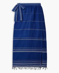 lemlem Inku topstitched cotton wrap skirt - Blue Blue