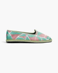 Emilio Pucci Printed satin-twill slippers - Green Green