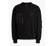 Embroidered French cotton-blend terry sweatshirt - Black