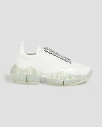 Jimmy Choo Diamond smooth and patent-leather exaggerated-sole sneakers - White White