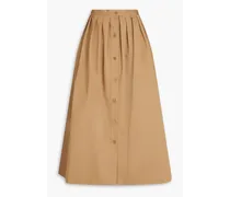 Lilium pleated cotton-blend maxi skirt - Neutral