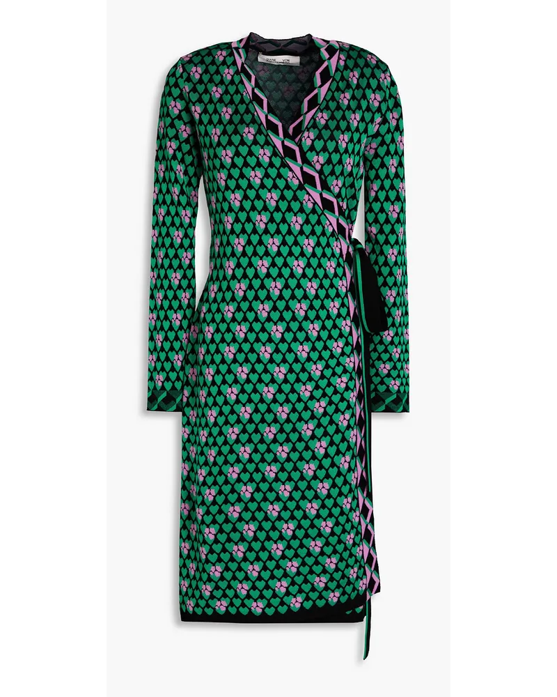 Alexandrina jacquard-knit wrap dress - Green