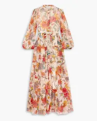 Zimmermann Tiered floral-print silk-crepon maxi dress - White White