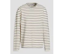 Striped cotton-jersey T-shirt - White