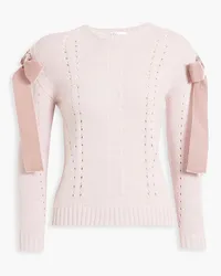 RED Valentino Bow-detailed pointelle-knit sweater - Pink Pink