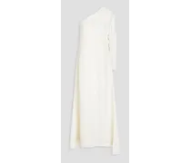 One-shoulder silk-crepe gown - White