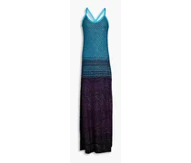 Sequin-embellished crochet-knit maxi dress - Blue