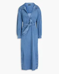 Emporio Armani Cotton-blend chambray midi dress - Blue Blue