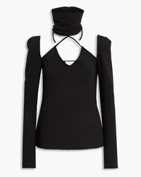 Sara Battaglia Cutout cady turtleneck top - Black Black