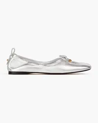 Frame Denim Le Sunset bow-detailed metallic leather ballet flats - Metallic Metallic