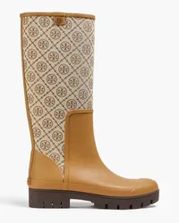 Tory Burch Hurricane jacquard and rubber rain boots - Brown Brown