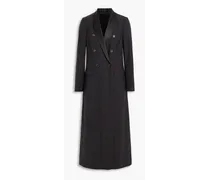 Double-breasted bead-embellished wool-blend coat - Black