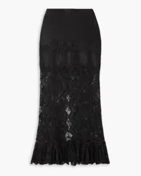 Paco Rabanne Stretch-satin and stretch-lace maxi skirt - Black Black