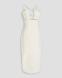 Jacquemus Strapless ruffled cutout twill midi dress - White White