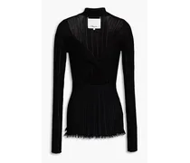 Cutout ribbed cotton-blend turtleneck sweater - Black