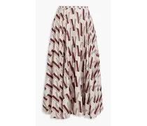 Pleated printed silk-twill midi skirt - Pink