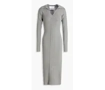 Ribbed cotton-blend midi dress - Gray