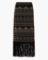 Valentino Garavani Fringed embellished suede maxi skirt - Black Black