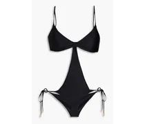 Teo tie-detailed cutout swimsuit - Black