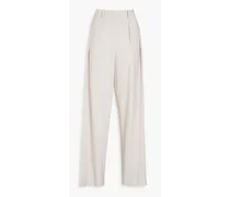 Pleated wool-blend wide-leg pants - Gray
