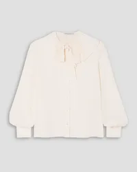 Alessandra Rich Pussy-bow pleated silk-georgette blouse - White White