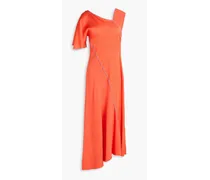 Asymmetric cady midi dress - Orange