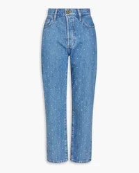 Frame Denim Crystal-embellished cropped straight-leg jeans - Blue Blue