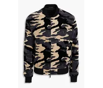Camouflage-print cotton-velvet bomber jacket - Gray
