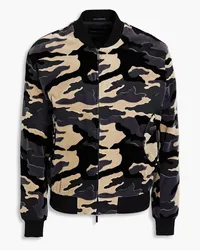 Emporio Armani Camouflage-print cotton-velvet bomber jacket - Gray Gray