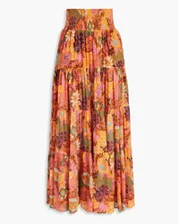 A.L.C. Sage tiered printed silk-crepon maxi skirt - Orange Orange