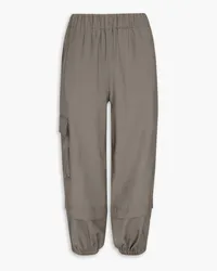 tibi Cropped woven track pants - Gray Gray