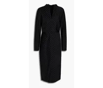Pinstriped wool-blend midi dress - Black