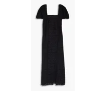 Broderie anglaise cotton midi dress - Black