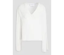 Caipi broderie anglaise-trimmed crepe shirt - White