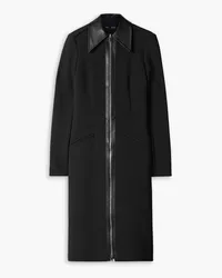 Proenza Schouler Faux leather-trimmed crepe midi dress - Black Black