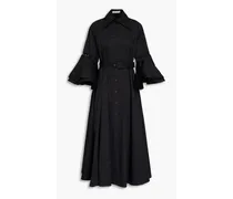 Belted cotton-poplin midi shirt dress - Black