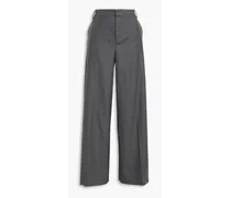 Wool-flannel wide-leg pants - Gray