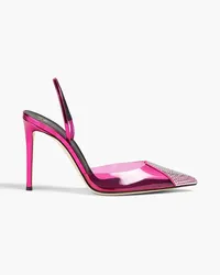 Giuseppe Zanotti Crystal-embellished metallic leather and PVC slingback pumps - Pink Pink