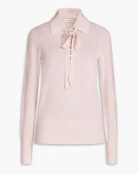 Zimmermann Pussy-bow merino wool polo sweater - Pink Pink