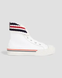 Thom Browne Collegiate striped canvas high top sneakers - White White