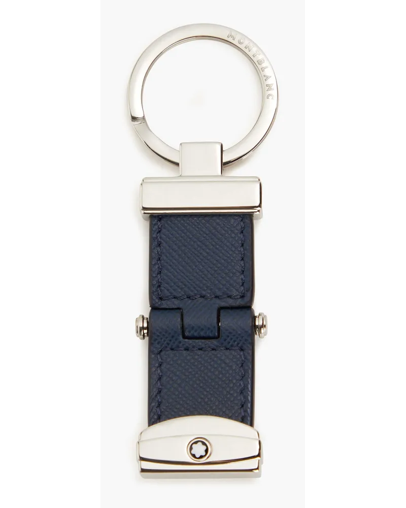 Montblanc Textured-leather keychain - Blue Blue