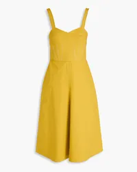 Victoria Beckham Flared cotton-blend midi dress - Yellow Yellow