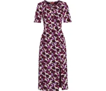Printed silk-crepe midi dress - Purple