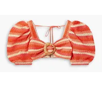 Cropped striped crocheted top - Orange