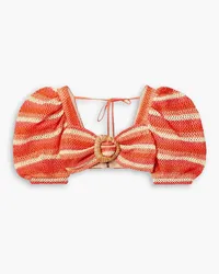 Pat Bo Cropped striped crocheted top - Orange Orange