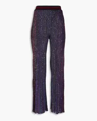 Missoni Sequined ribbed crochet-knit flared pants - Purple Purple