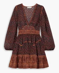 Ulla Johnson Hayana ruffled printed silk crepe de chine mini dress - Brown Brown