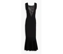 Erato mesh-paneled stretch-knit midi dress - Black