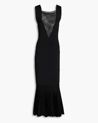 GALVAN Erato mesh-paneled stretch-knit midi dress - Black Black