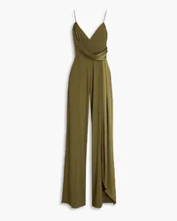 Alex Perry Harlow draped satin-crepe wide-leg jumpsuit - Green Green